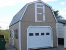 Pine Creek 14x24 Two Story Barn with PC Clay walls, White trim and shutters, and Light Grey metal roof