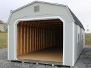 Pine Creek 12x28 Dutch Garage with Light Gray walls, White trim and White shutters, and Charcoal shingles